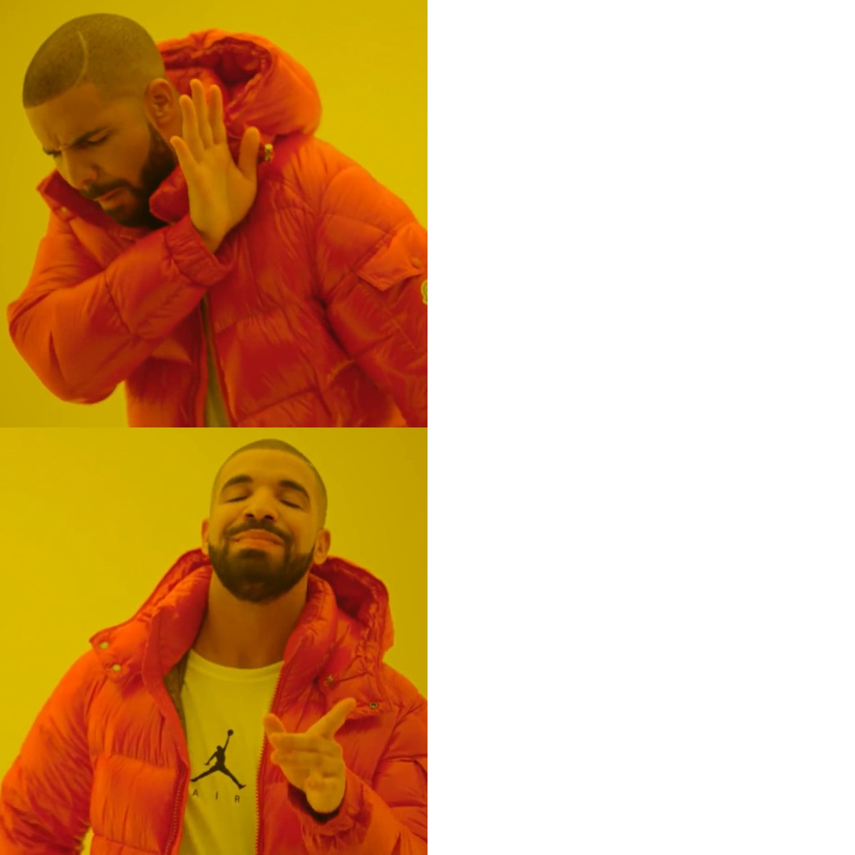 Drake Hotline Bling meme about Crazy Compression