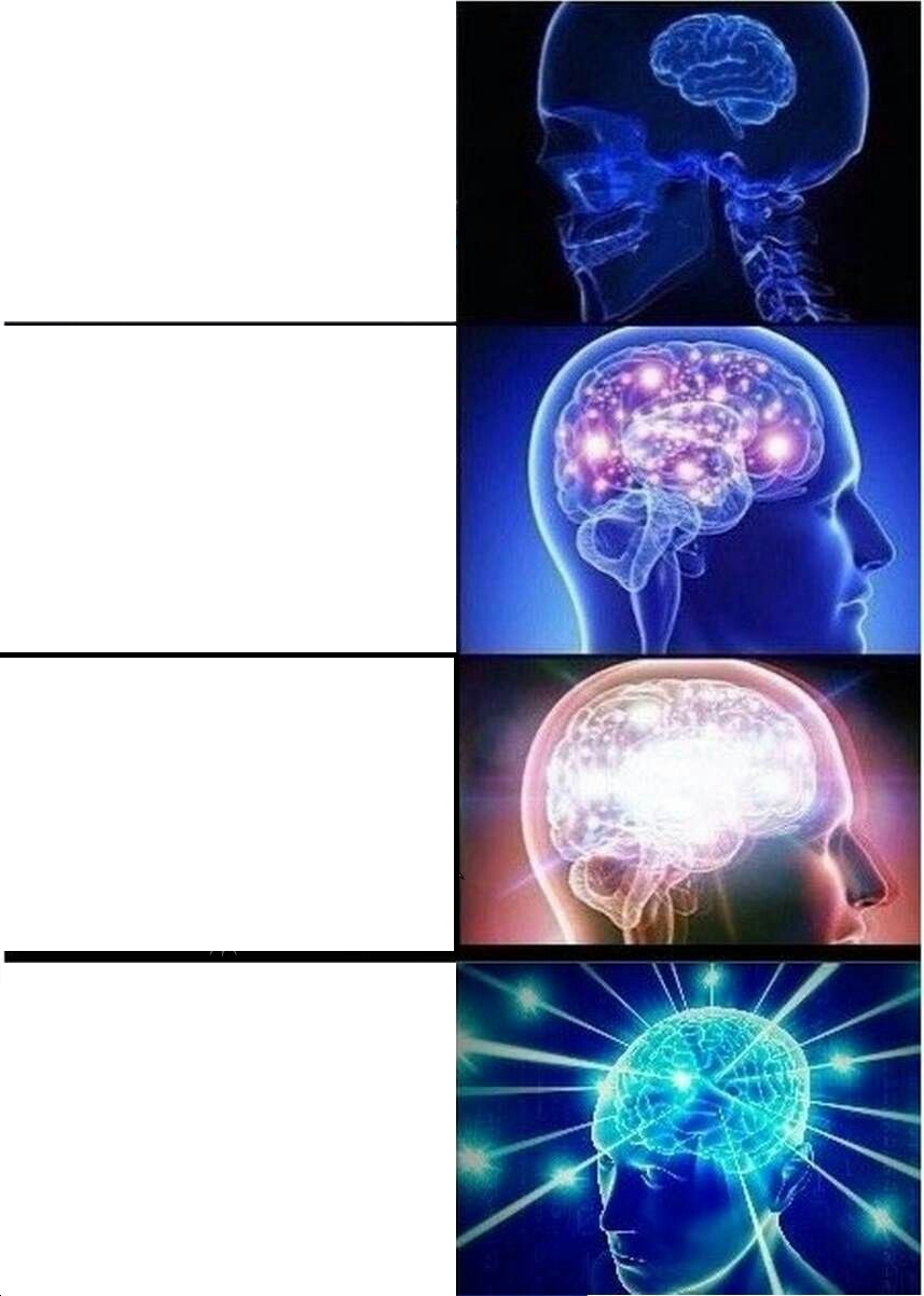 Expanding Brain meme about Crazy Compression