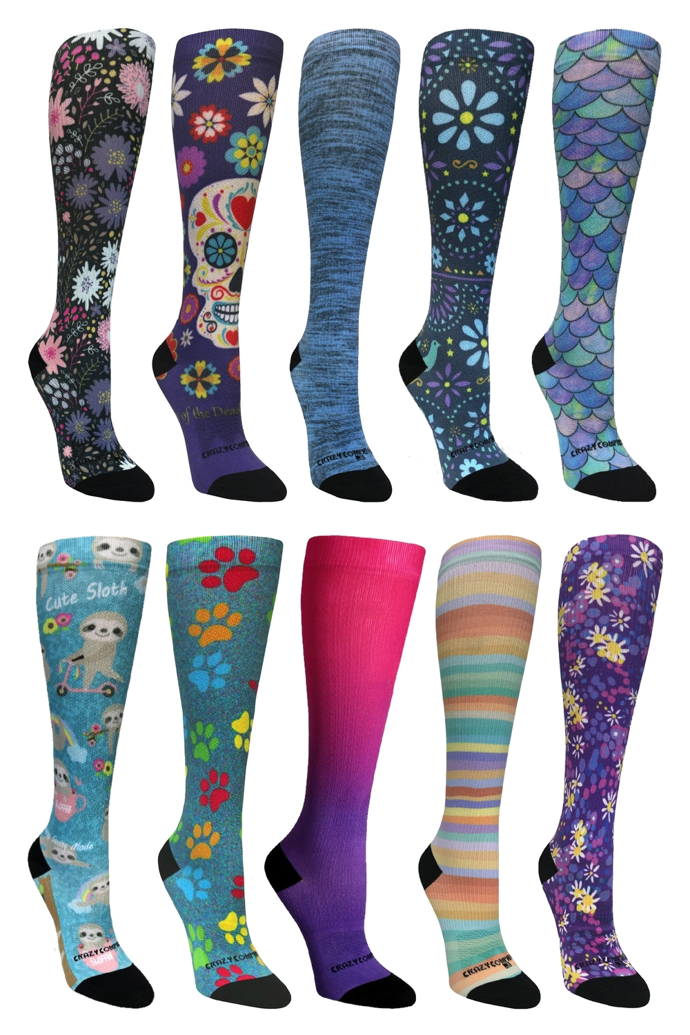 Ten-pair US bundle of compression socks